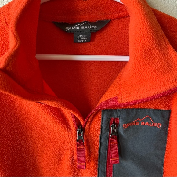5/$25 📦 Eddie Bauer Orange Fleece 1/4 Zip - Picture 4 of 4